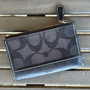 Coach Coin Wallet Black Monogram Canvas